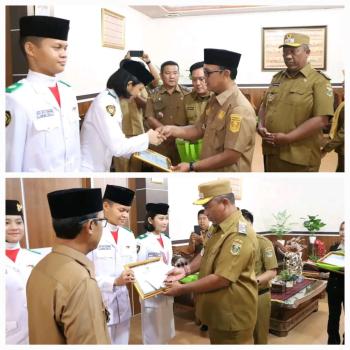 Paskibraka Lampung Tengah yang Bertugas di Provinsi dan Nasional Diberi Penghargaan oleh Bupati